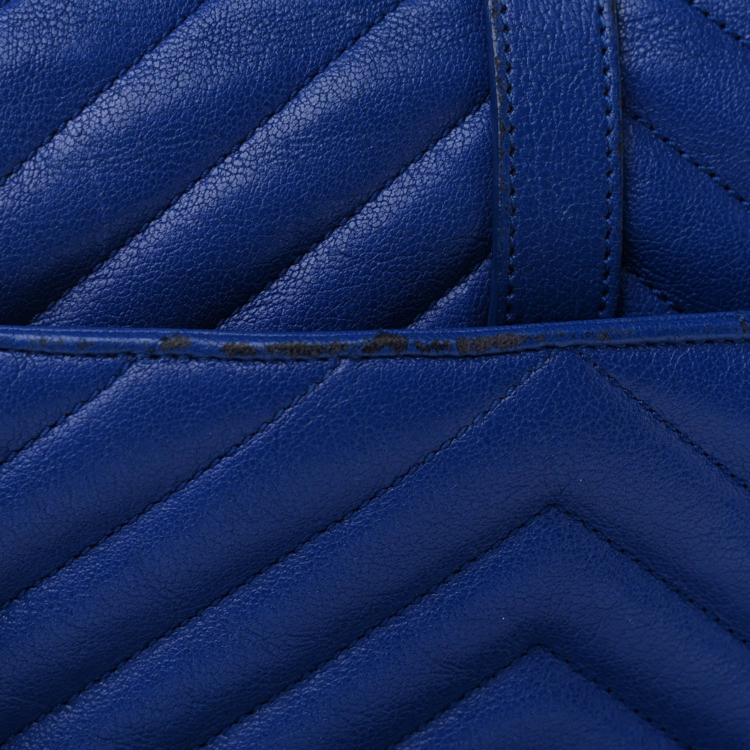 Saint Laurent Sheepskin Matelasse Chevron Monogram Medium College Bag Royal Blue 8 of 10