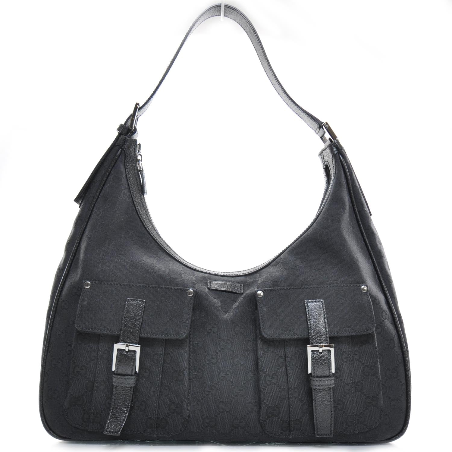 Gucci Monogram Large Pocket Hobo Black 1 of 9