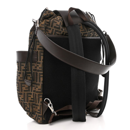 Fendi Recycled Fabric Jacquard Vitello Astro FF 1974 Large Fendi Strike Backpack Tobacco Moro Ebano 3 of 10