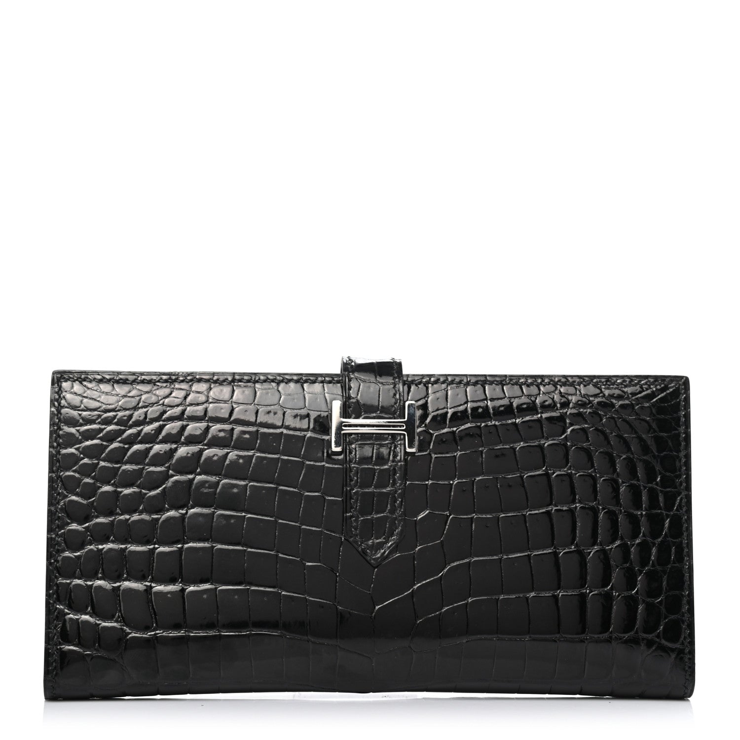 Hermes Shiny Niloticus Crocodile Bearn Wallet Black 1 of 7