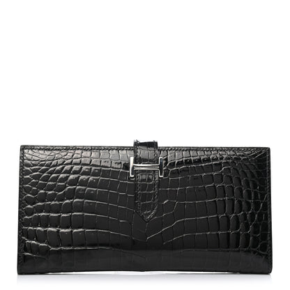 Hermes Shiny Niloticus Crocodile Bearn Wallet Black 1 of 7