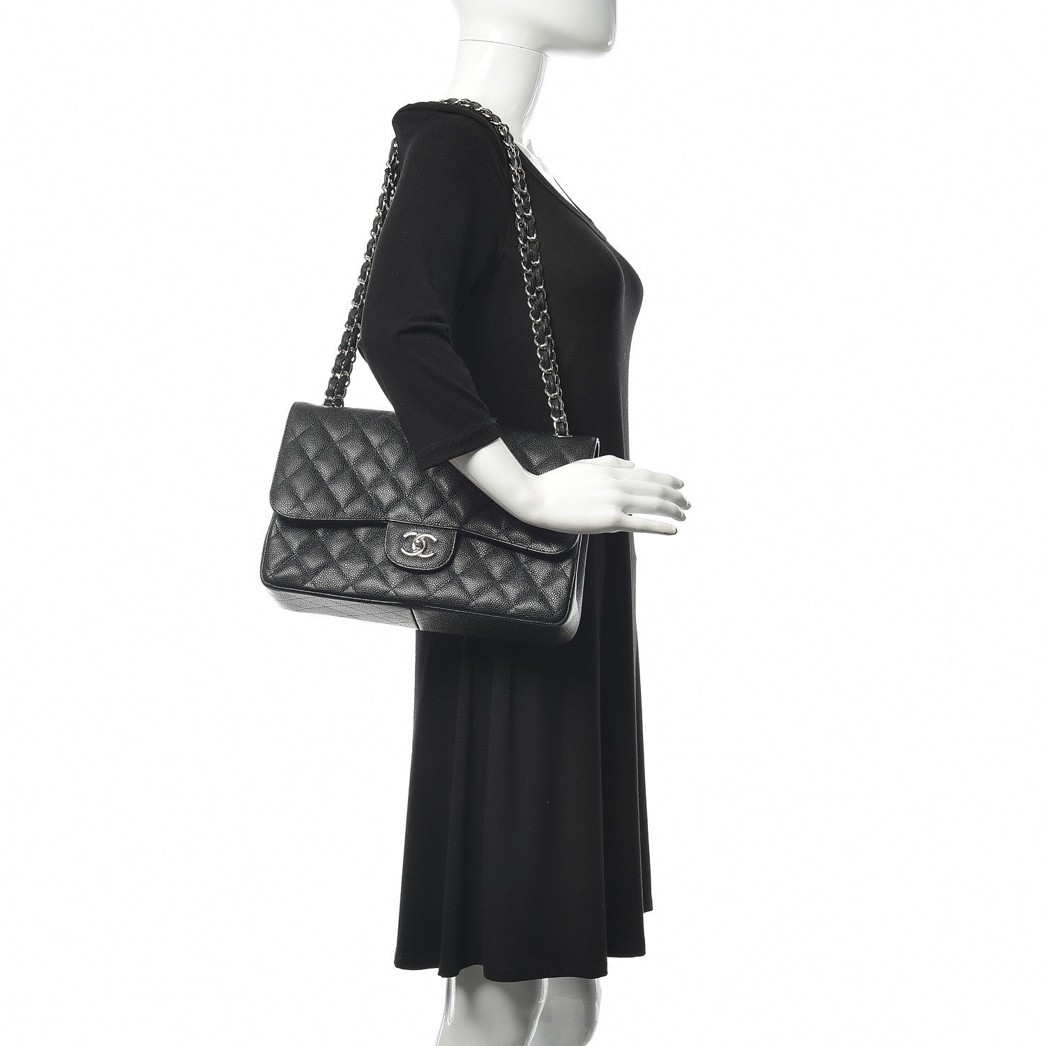 Chanel Caviar Quilted Jumbo Double Flap Black 2 of 9