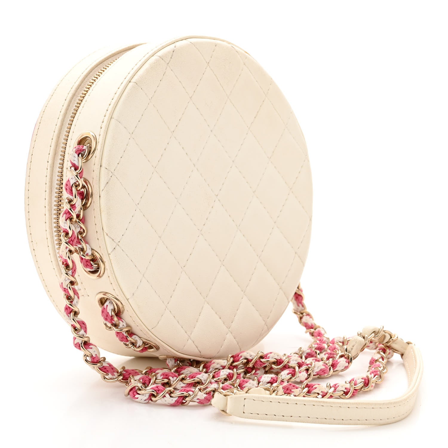 Chanel Lambskin Coco Lifesaver Round Bag Pink White 3 of 12
