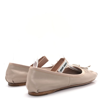 Miu Miu Goatskin Ballerina Flats 37.5 Water Lily 5 of 9