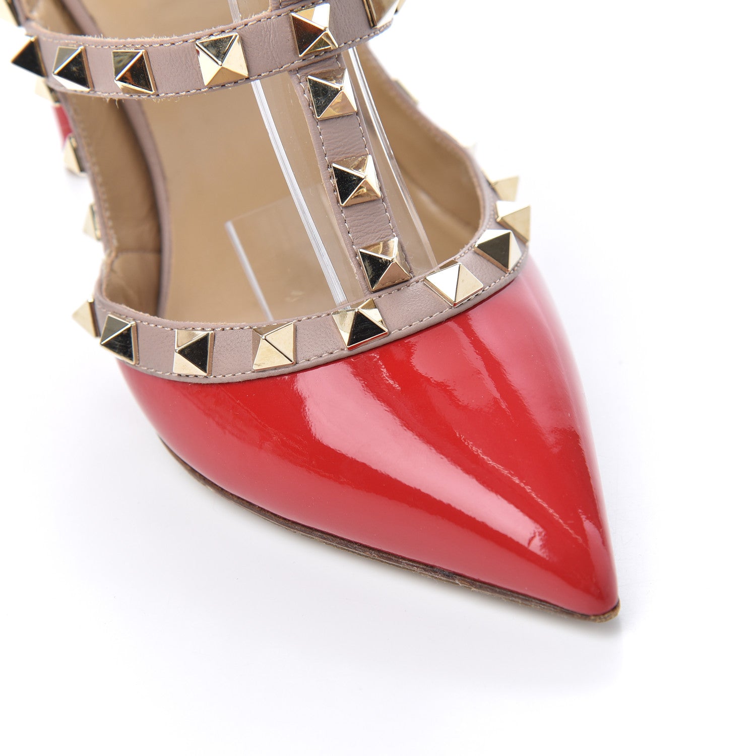 Valentino Garavani Patent Nappa Rockstud Ankle Strap 100mm Pumps 36 Rosso Valentino Poudre 9 of 18