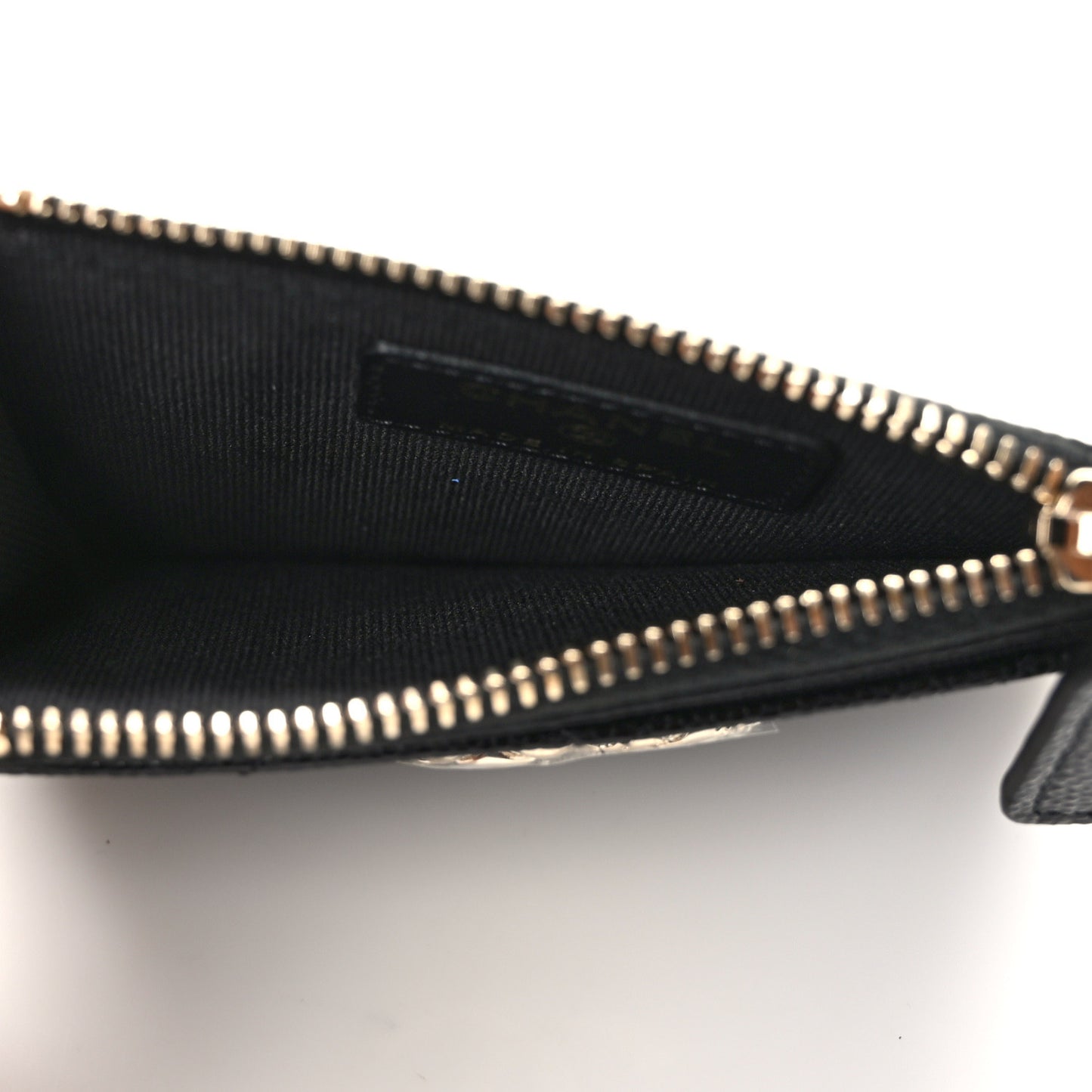 Caviar Quilted CC Logo Zip Card Holder Black