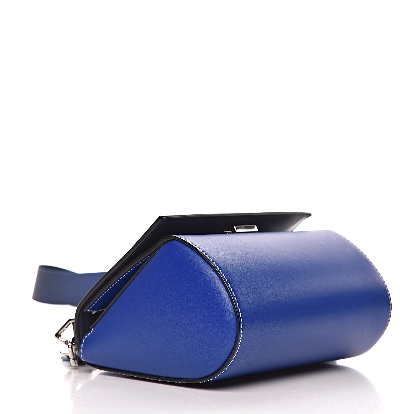Calfskin Mini Pandora Box Logo Strap Crossbody Bag Moroccan Blue