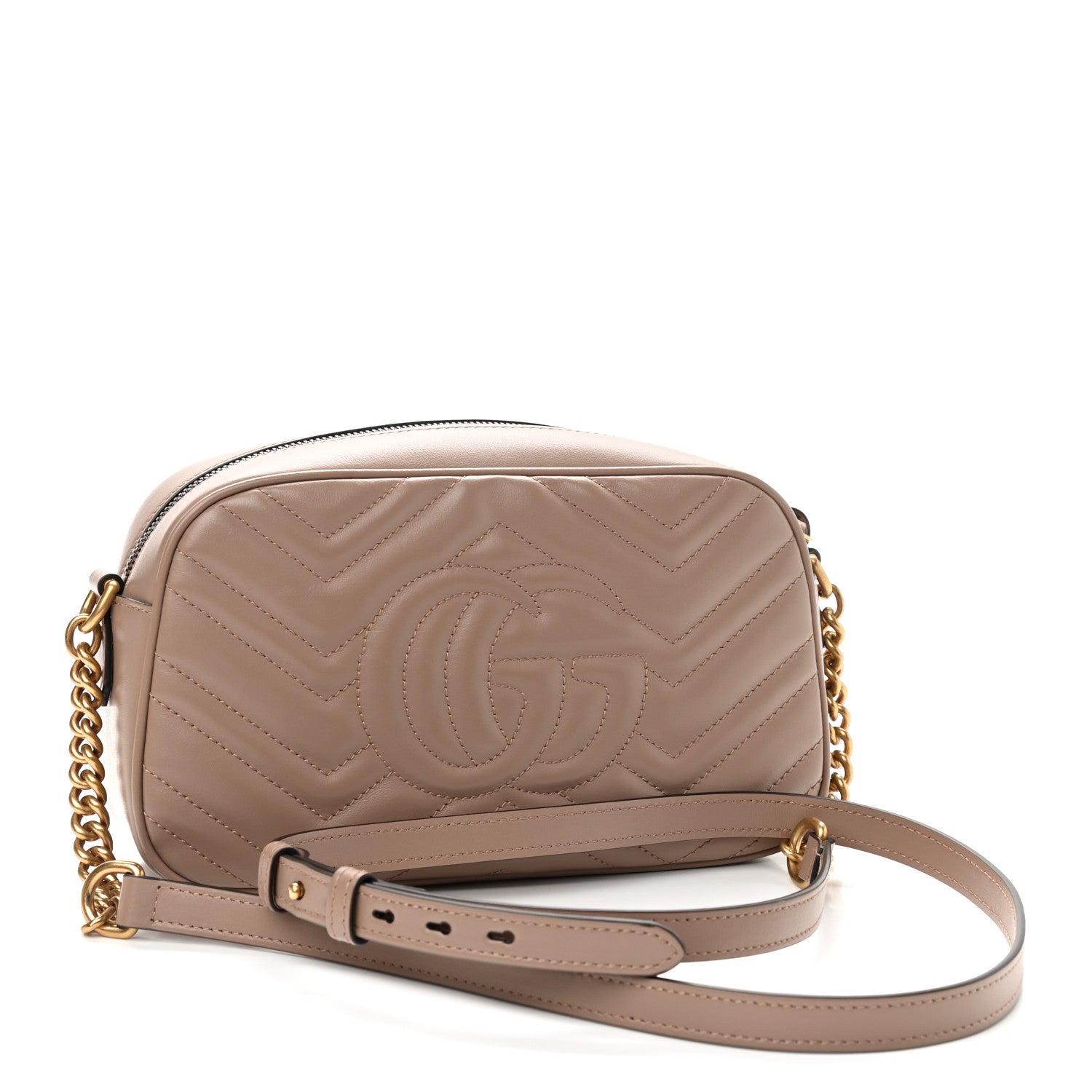 Gucci Calfskin Matelasse Small GG Marmont Chain Shoulder Bag Porcelain Rose 3 of 9