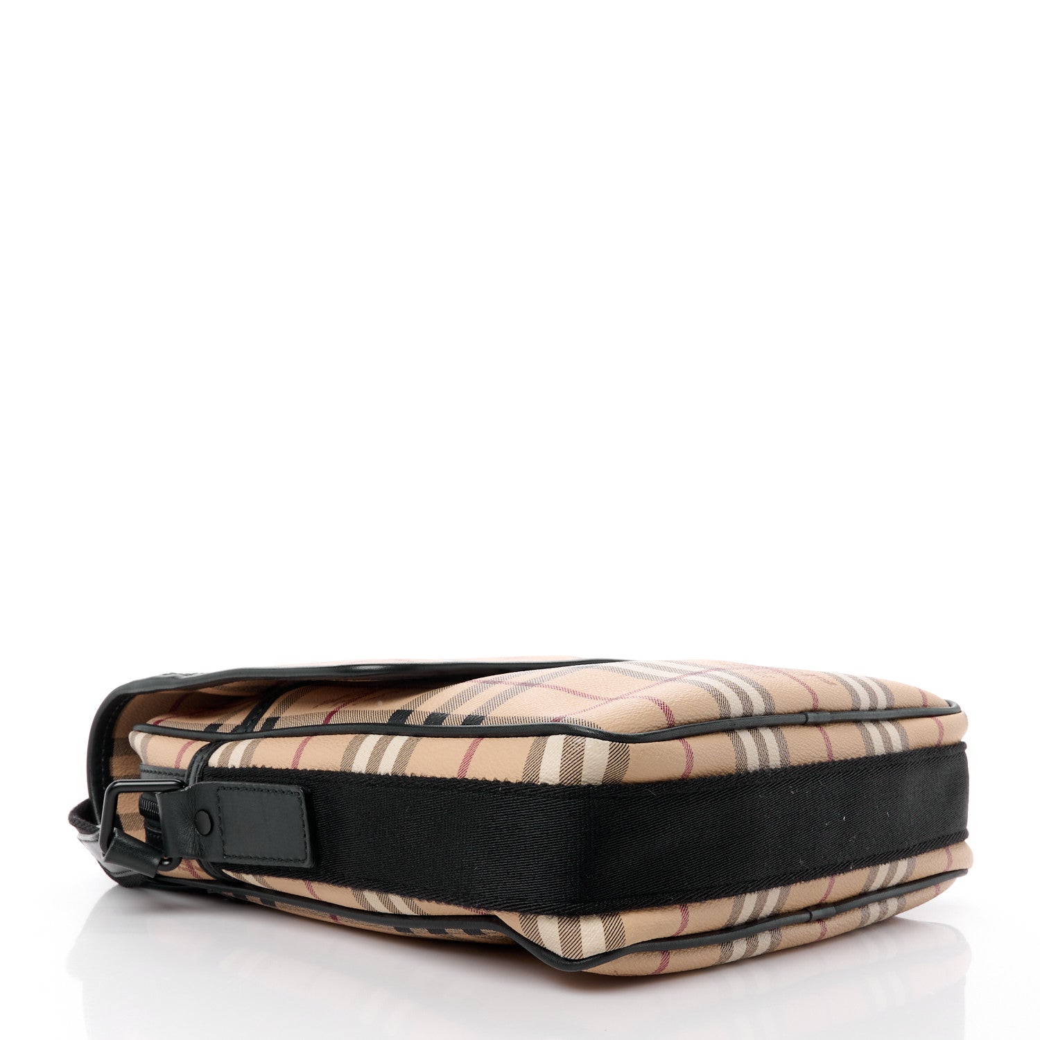 Burberry Haymarket Check Zip Messenger Bag Black 4 of 9
