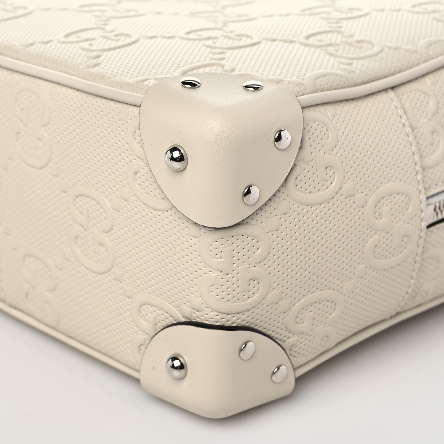 Calfskin GG Tennis Embossed Square Messenger Bag Mystic White