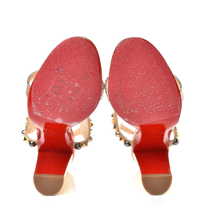 Christian Louboutin Studded Lame Metallic Patent Kaleitop 85 T-Strap Sandals 36 Doudou 7 of 11