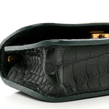 Balenciaga Extra Supple Calfskin Crocodile Embossed Gossip Chain Bag XS Forest Green 8 of 10