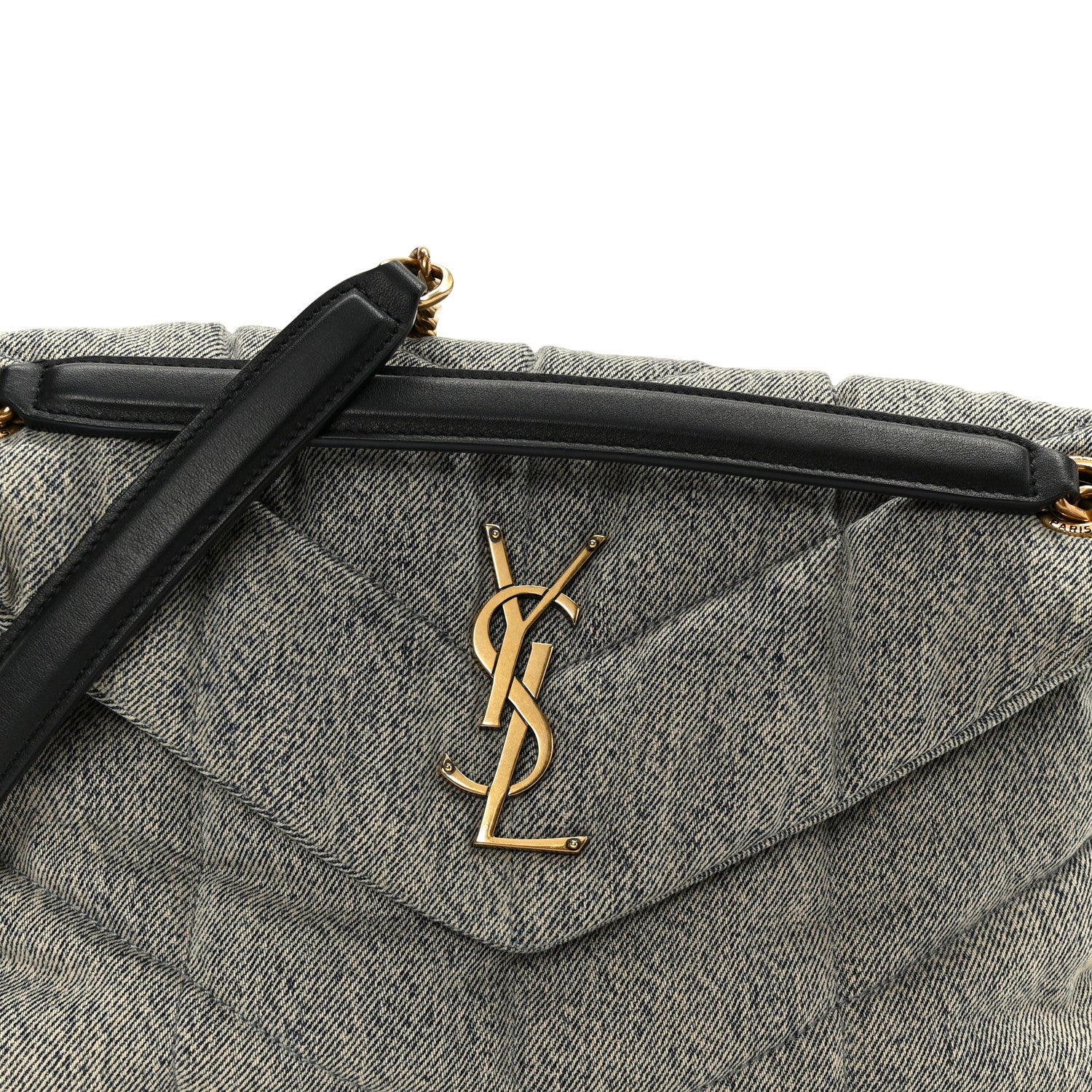 Saint Laurent Denim Quilted Medium Loulou Puffer Monogram Chain Satchel Azur 8 of 10