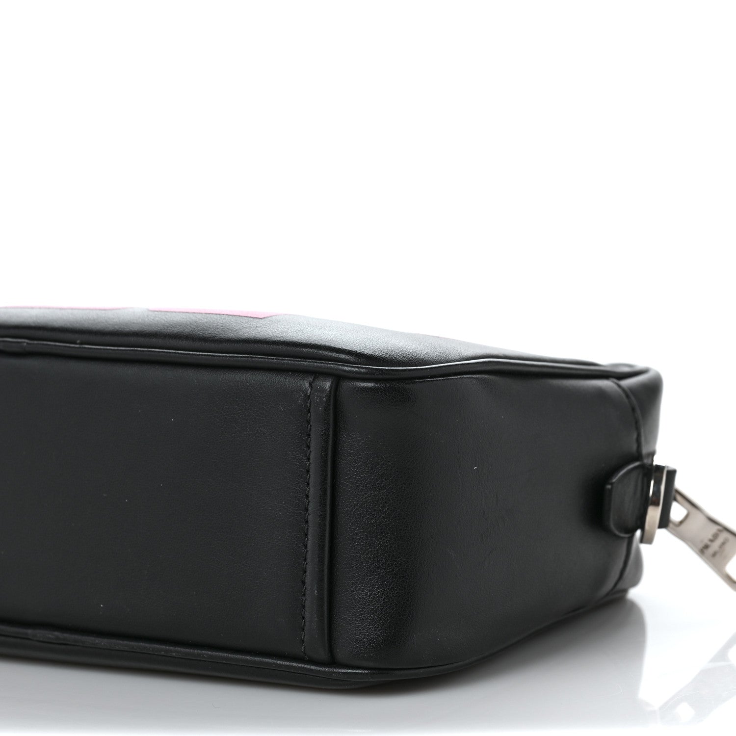 Prada City Calfskin Racing Logo Camera Bag Black Fuxia 8 of 8