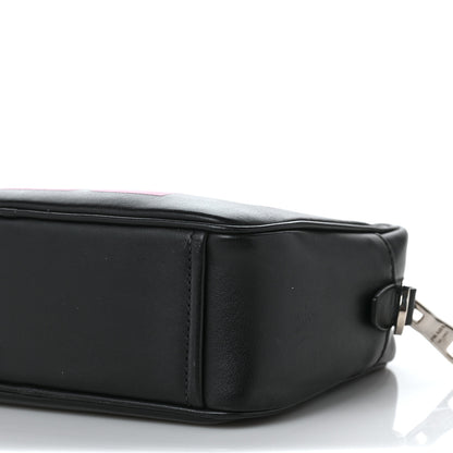 Prada City Calfskin Racing Logo Camera Bag Black Fuxia 8 of 8