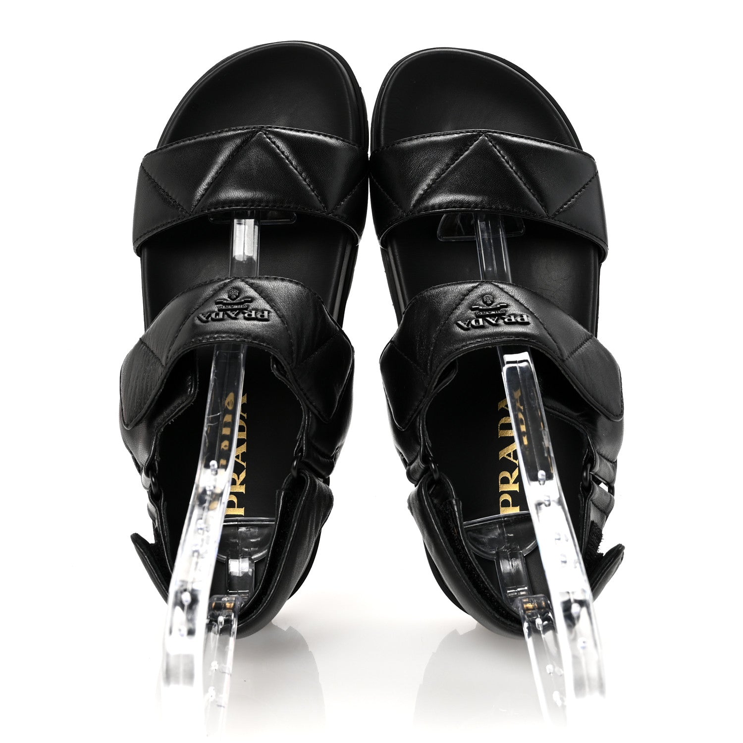 Prada Nappa Logo Quilted 20mm Sport Sandals 37.5 Black 2 of 9