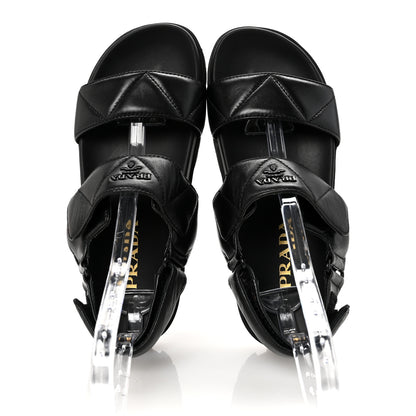 Prada Nappa Logo Quilted 20mm Sport Sandals 37.5 Black 2 of 9