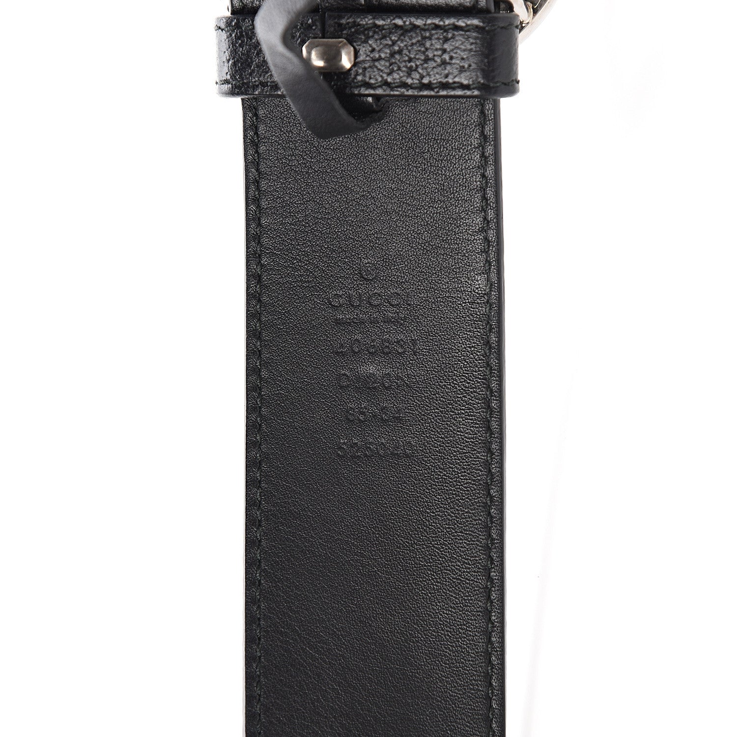 Gucci Textured Dollar Calfskin Nickel Double G 40mm Belt 85 34 Black 5 of 6