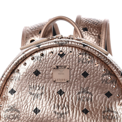 MCM Metallic X Wizpak Visetos Studded Sound System Speaker Backpack Champagne Gold 8 of 8