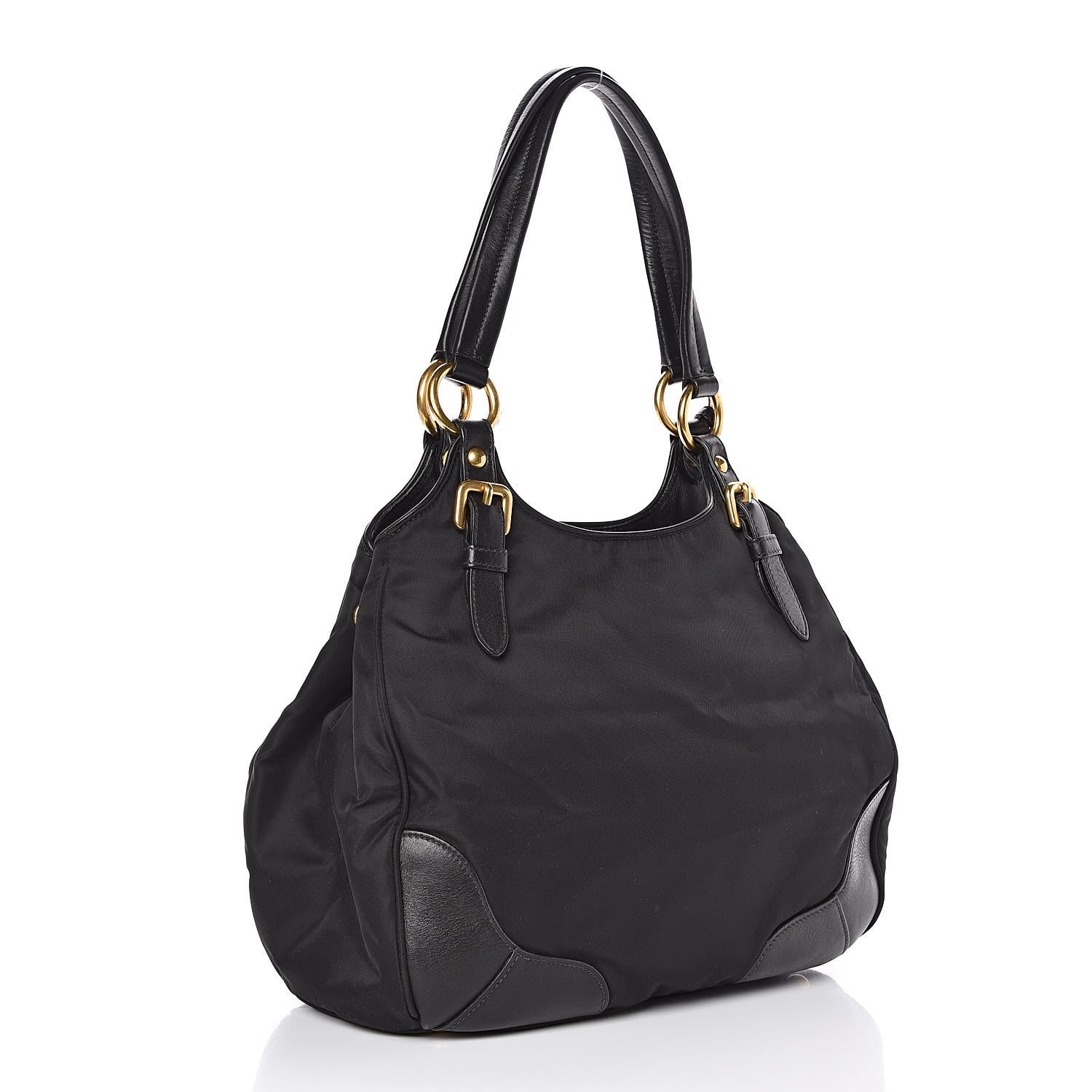 Prada Tessuto Nylon Soft Calfskin Tote Black 3 of 10