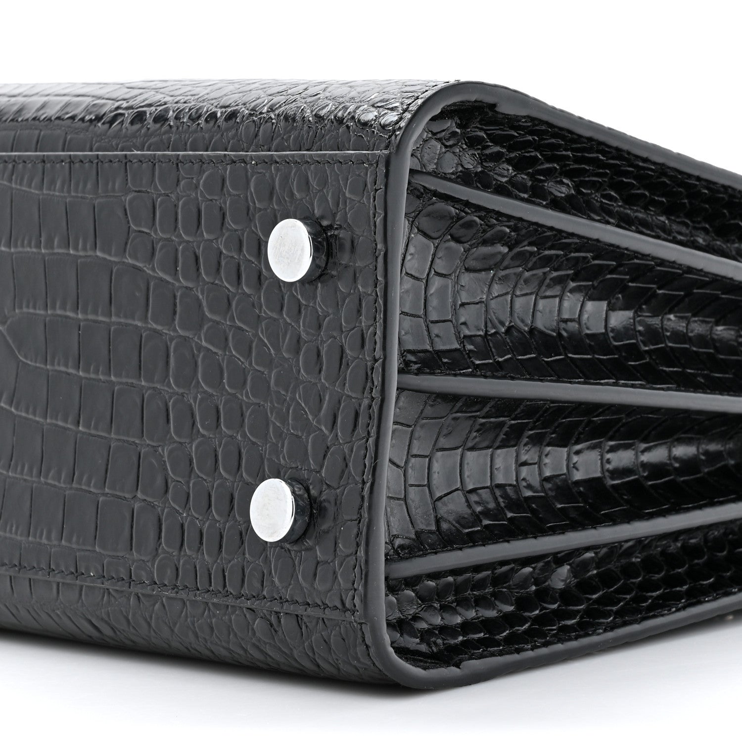 Saint Laurent Calfskin Crocodile Embossed Baby Sac De Jour Black 8 of 13