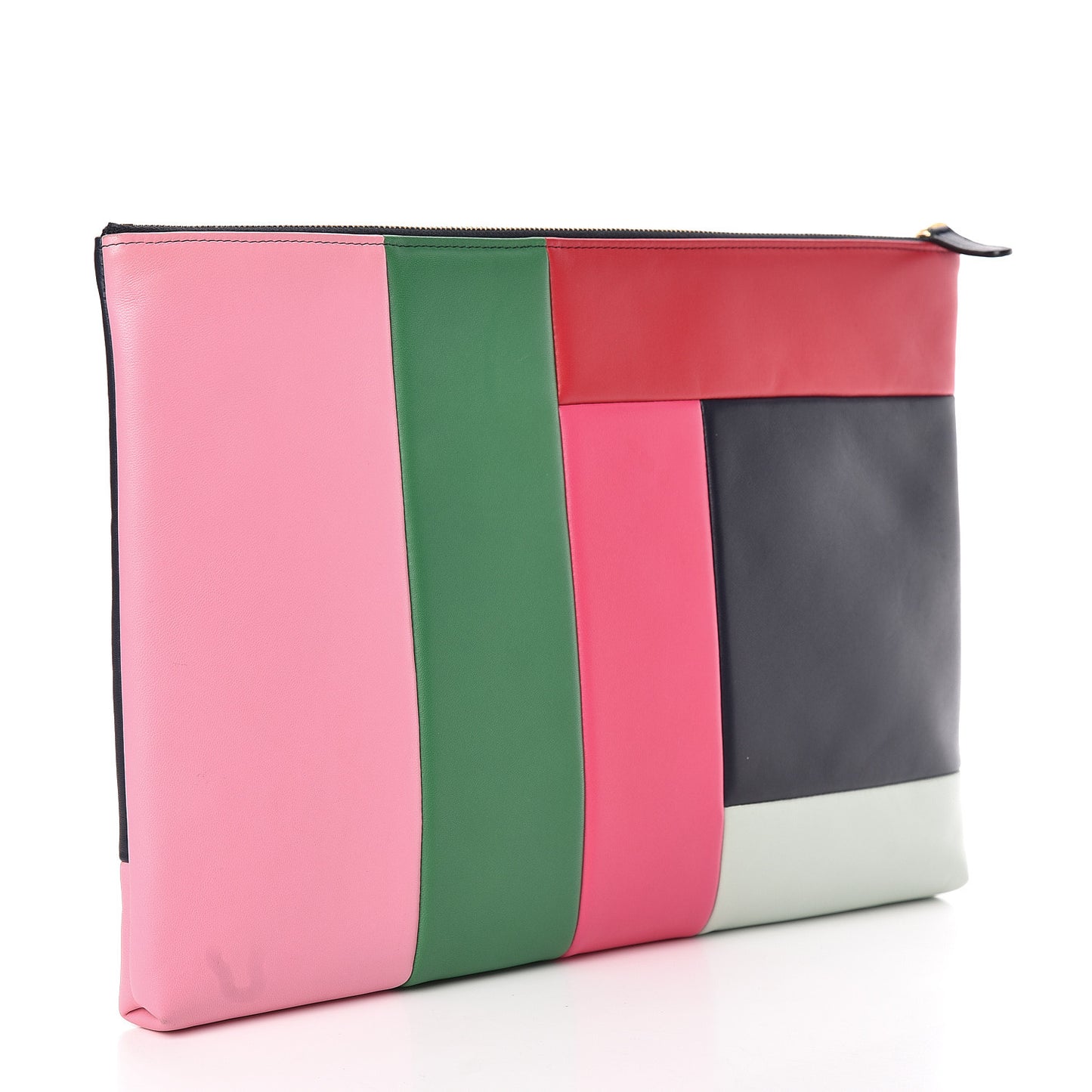 Lambskin Colorblock Cosmetic Case Multicolor