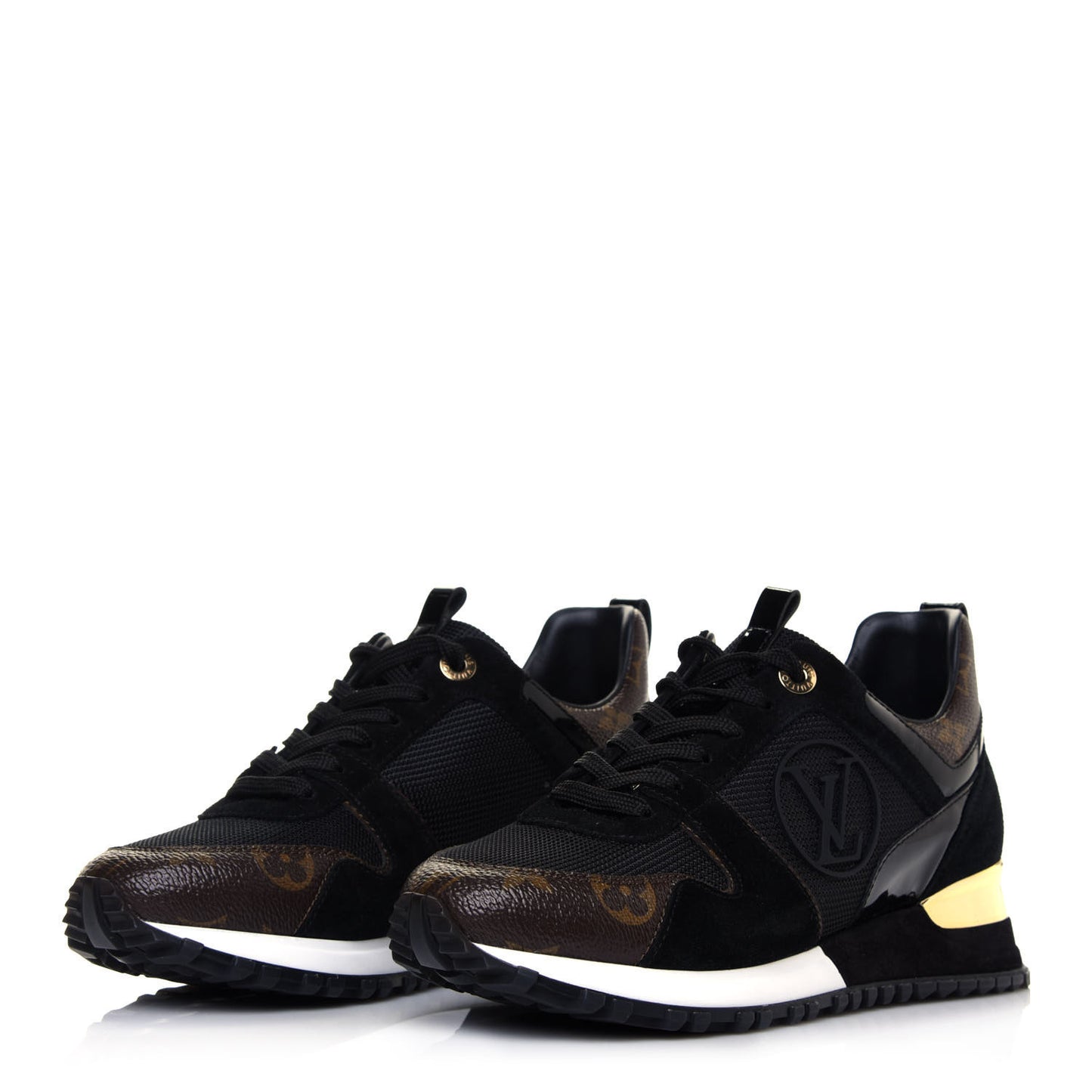 Suede Monogram Run Away Sneakers 36 Black