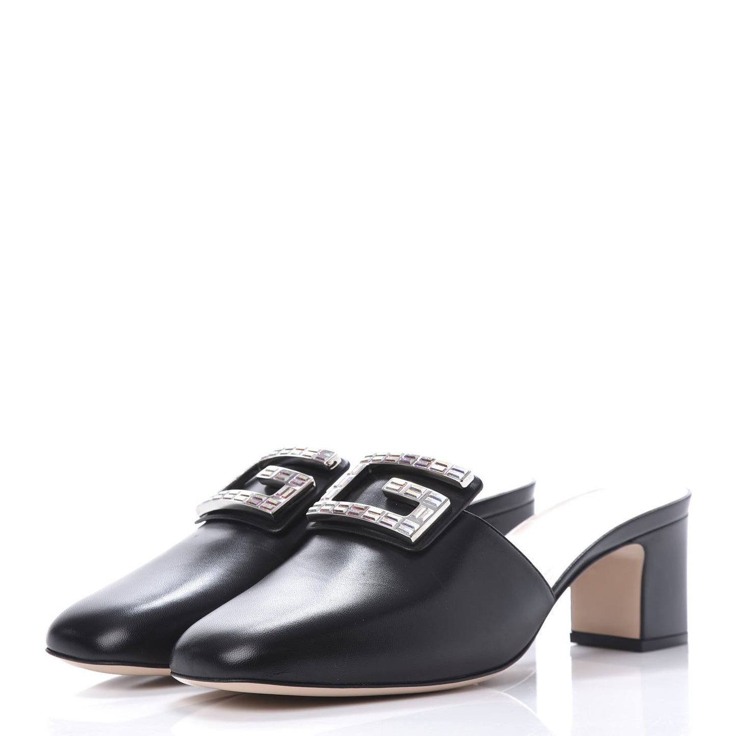 Malaga Kid Crystal Square G Madelyn Mules 42 Black