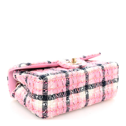 Chanel Metallic Tweed Quilted Mini Rectangular Flap Pink Navy White 4 of 10