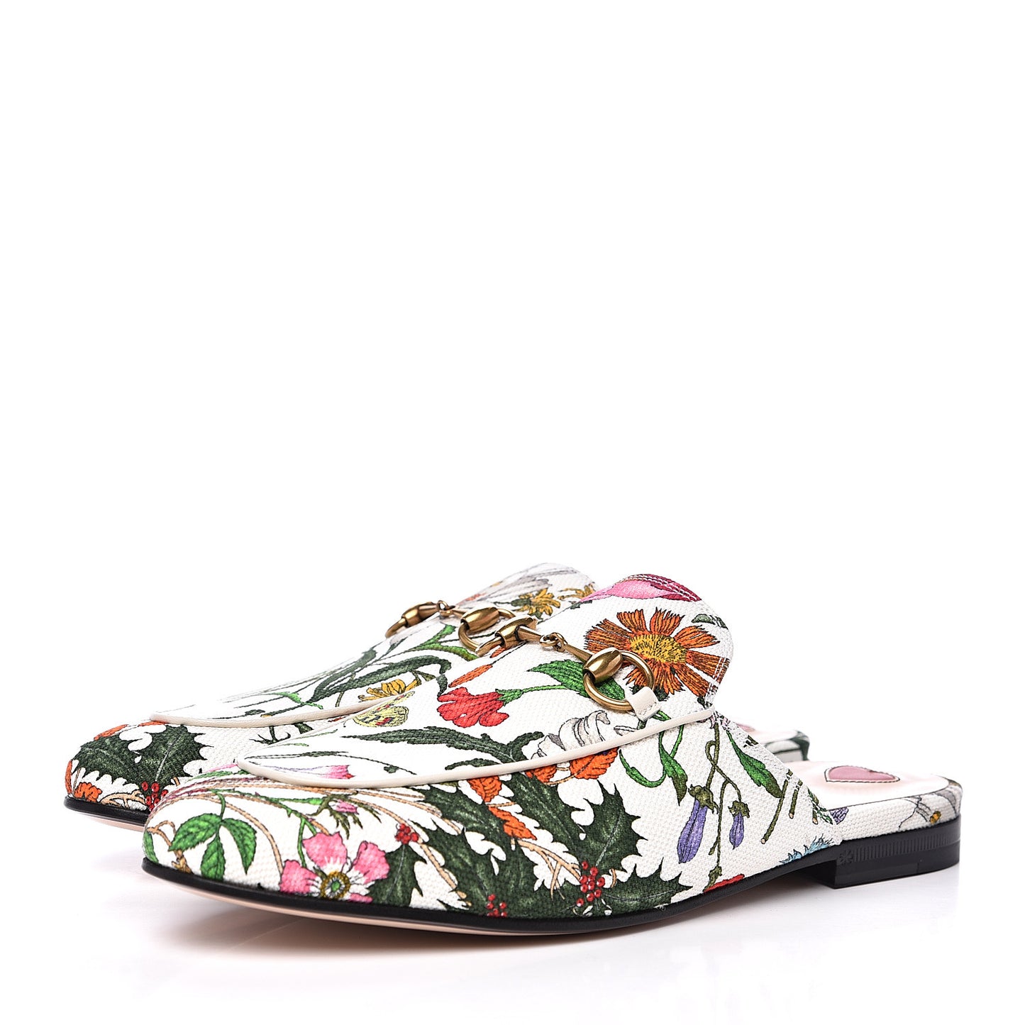 Canvas Flora Womens Princetown Slippers 37.5 White Multicolor