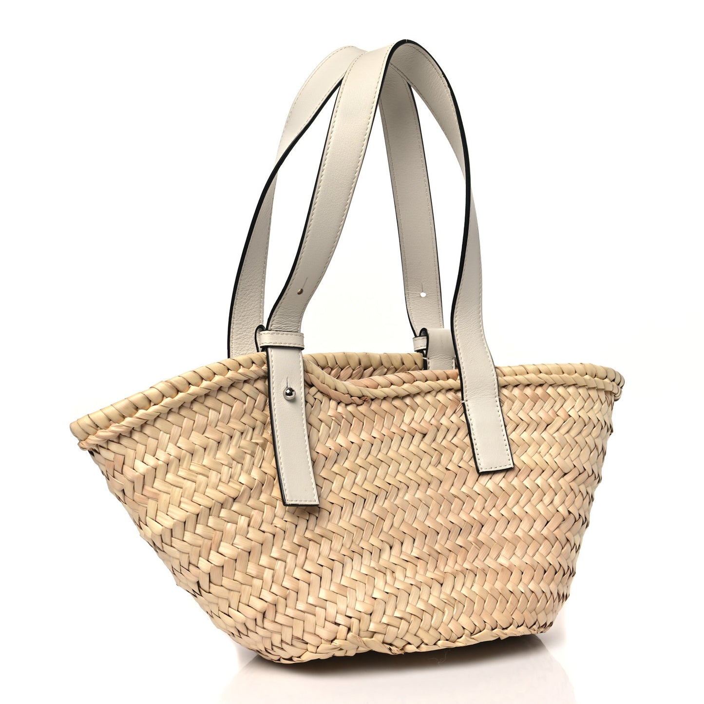 Raffia Small Basket Tote Bag Natural White