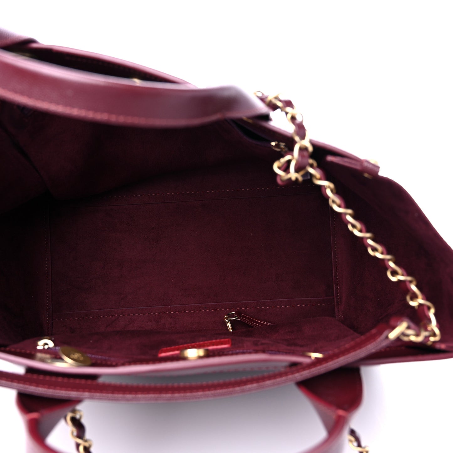 Caviar Small Studded Deauville Tote Burgundy