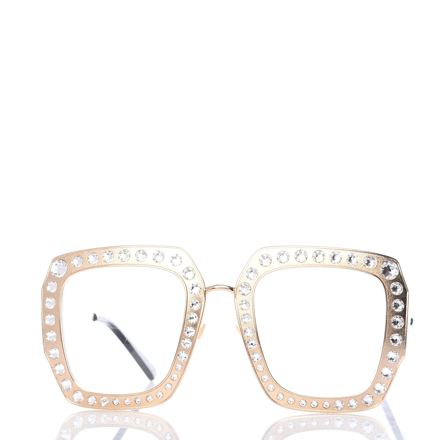 Gucci Metal Acetate Crystal Oversize GG0115S Sunglasses Gold 2 of 8