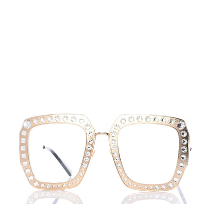 Gucci Metal Acetate Crystal Oversize GG0115S Sunglasses Gold 2 of 8