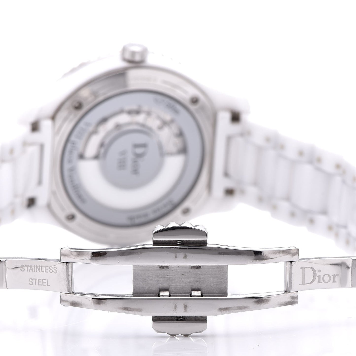 Stainless Steel Ceramic Diamond Mother of Pearl 33mm Dior VIII Automatic Watch White