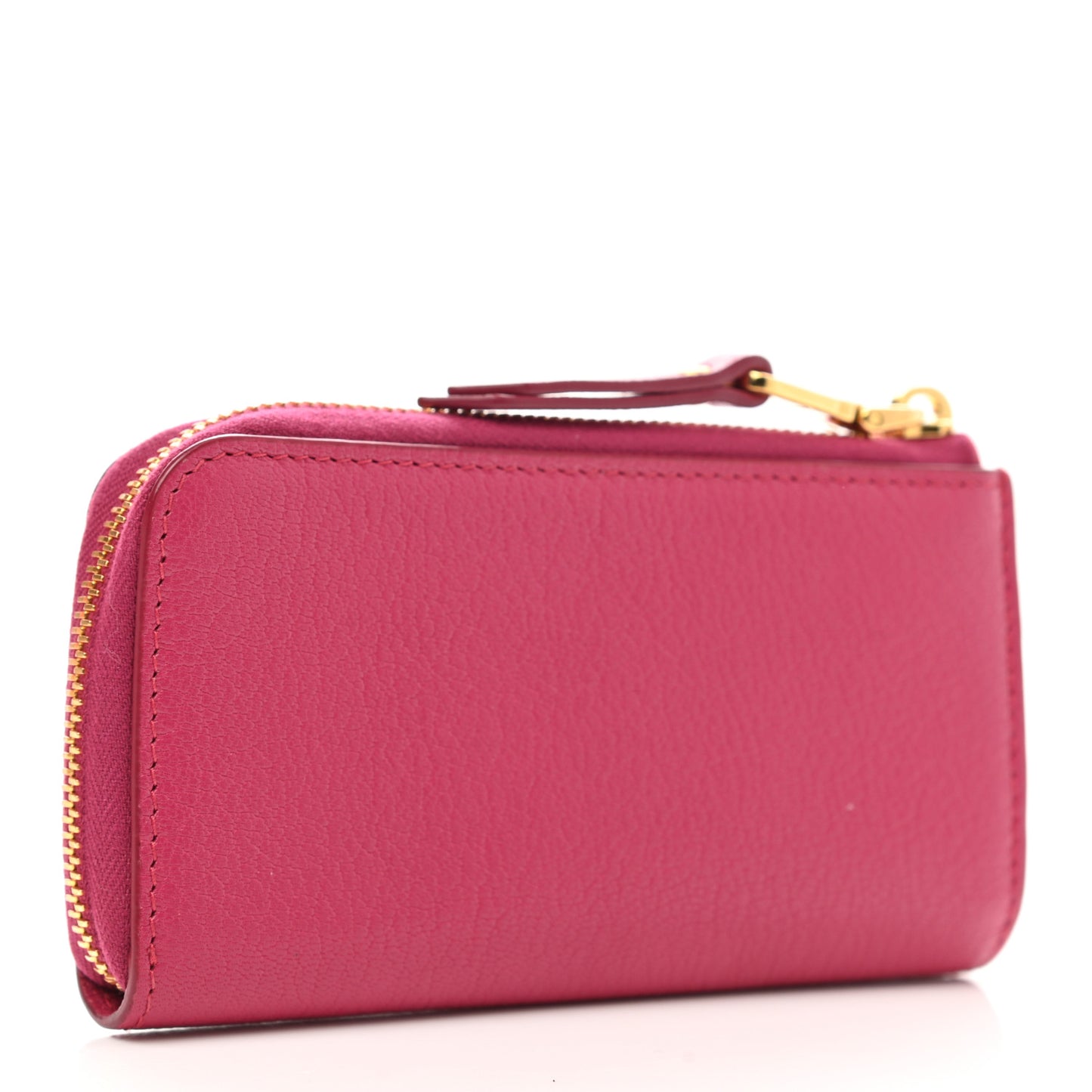Goatskin Madras Zip Compact Wallet Pink