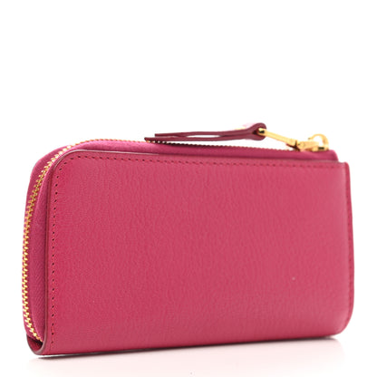 Miu Miu Goatskin Madras Zip Compact Wallet Pink 3 of 9