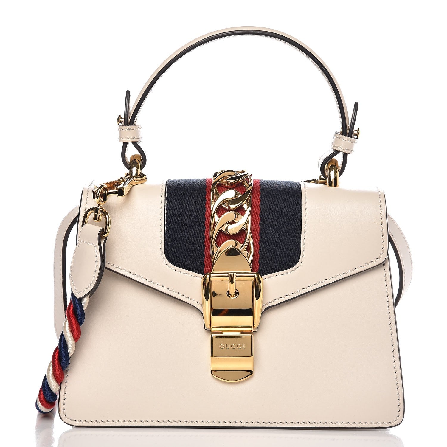 Gucci Calfskin Mini Sylvie Top Handle Bag White 1 of 10