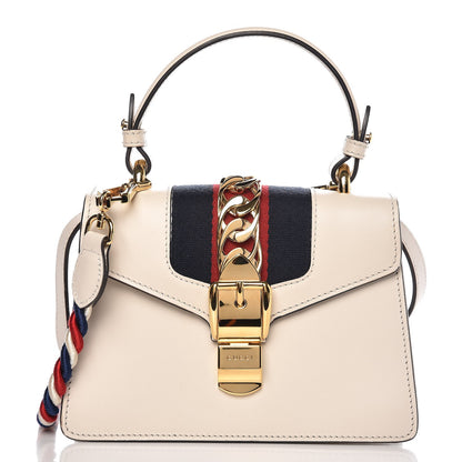 Gucci Calfskin Mini Sylvie Top Handle Bag White 1 of 10