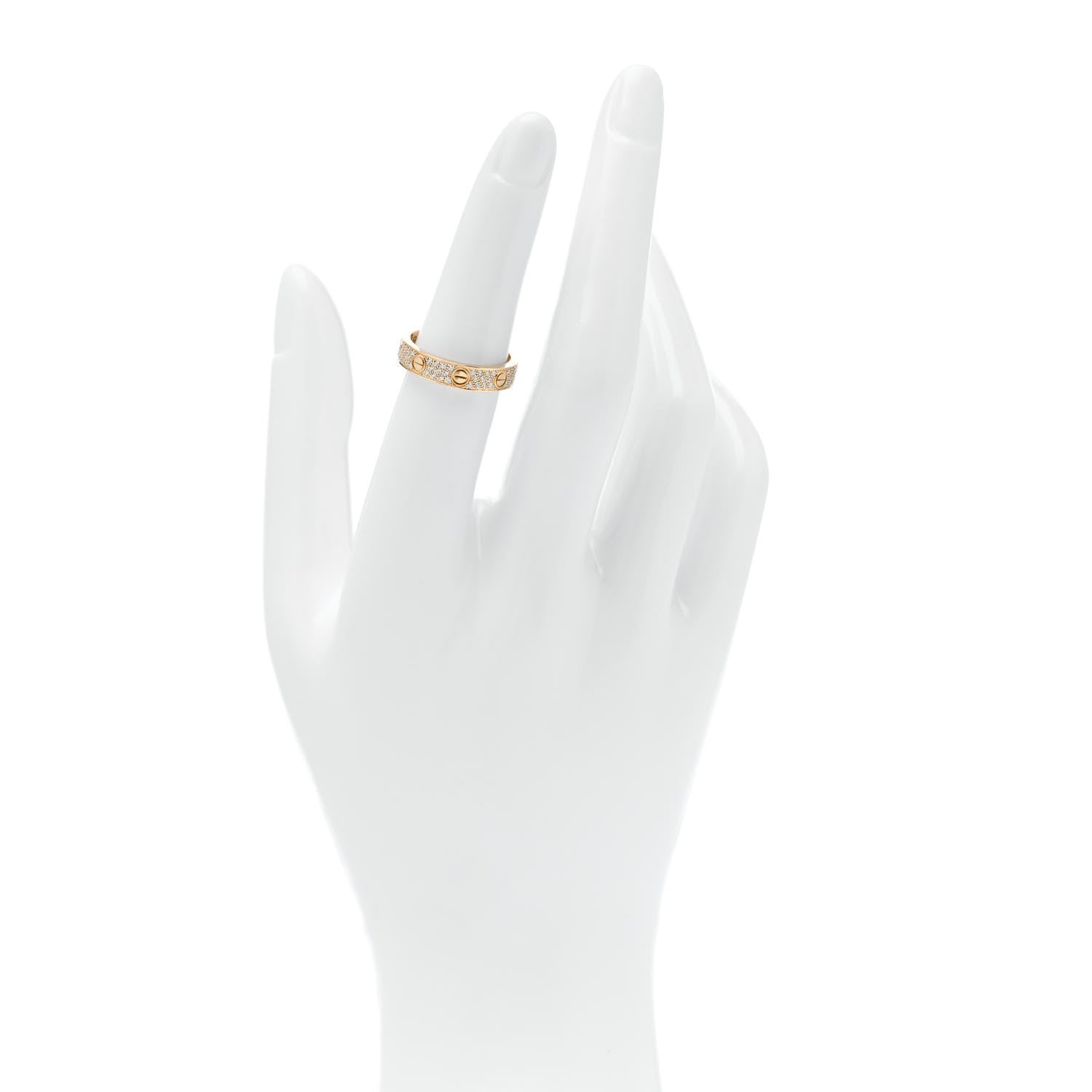 Cartier 18K Yellow Gold Diamond 4mm LOVE Wedding Paved Band Ring 51 5.75 2 of 5