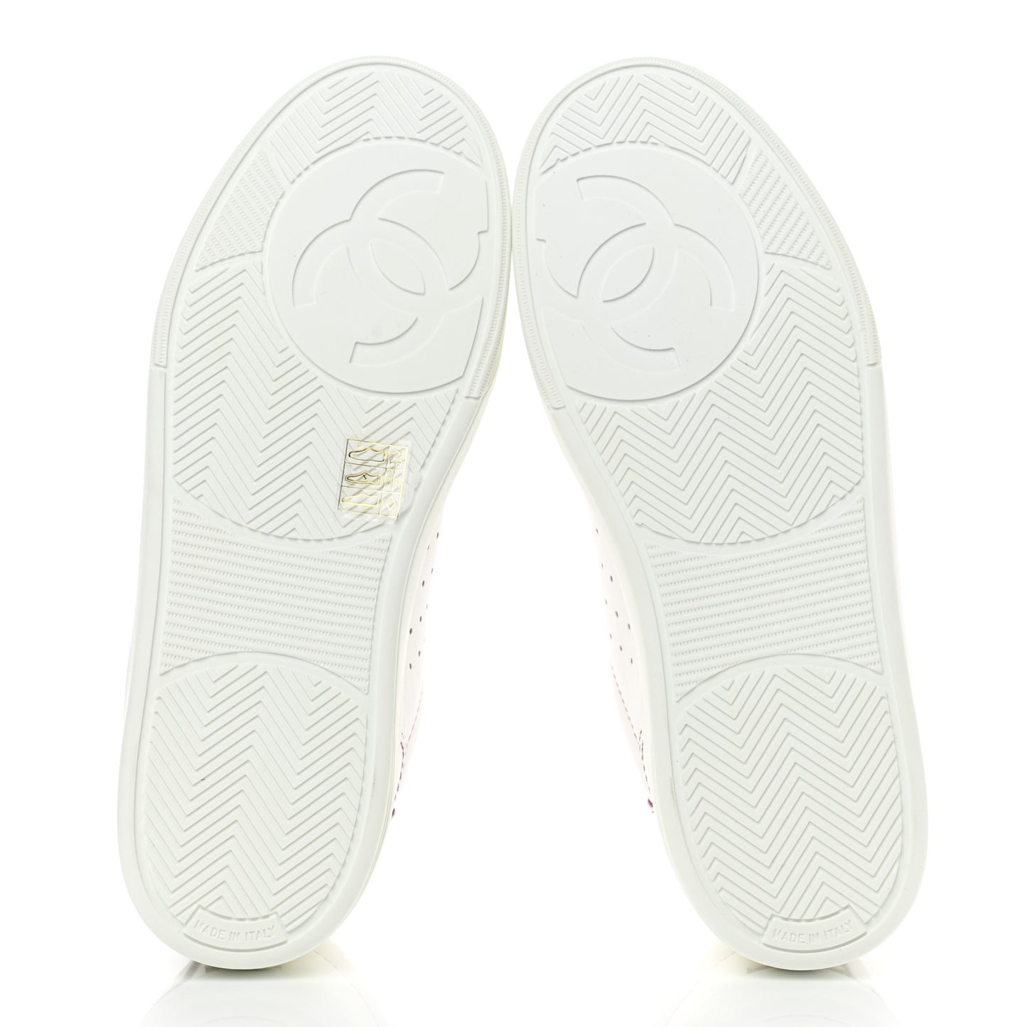 Calfskin Womens Logo Sneakers 39 White Pink