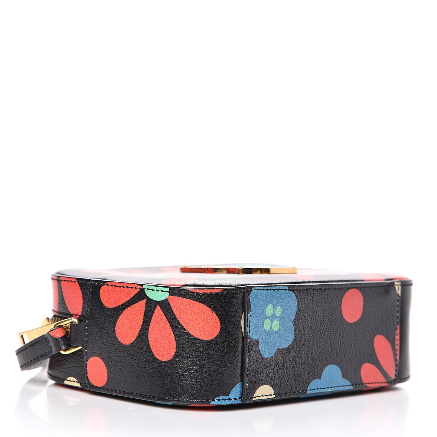Calfskin Floral Print Small Classic Monogram Camera Bag Black