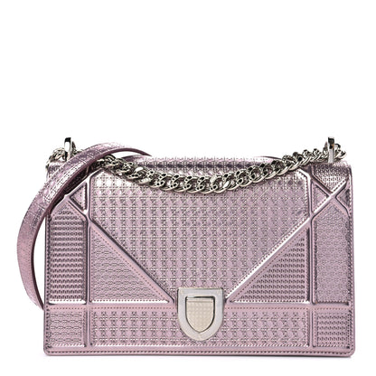 Christian Dior Metallic Patent Micro-Cannage Medium Diorama Flap Bag Pink 1 of 12