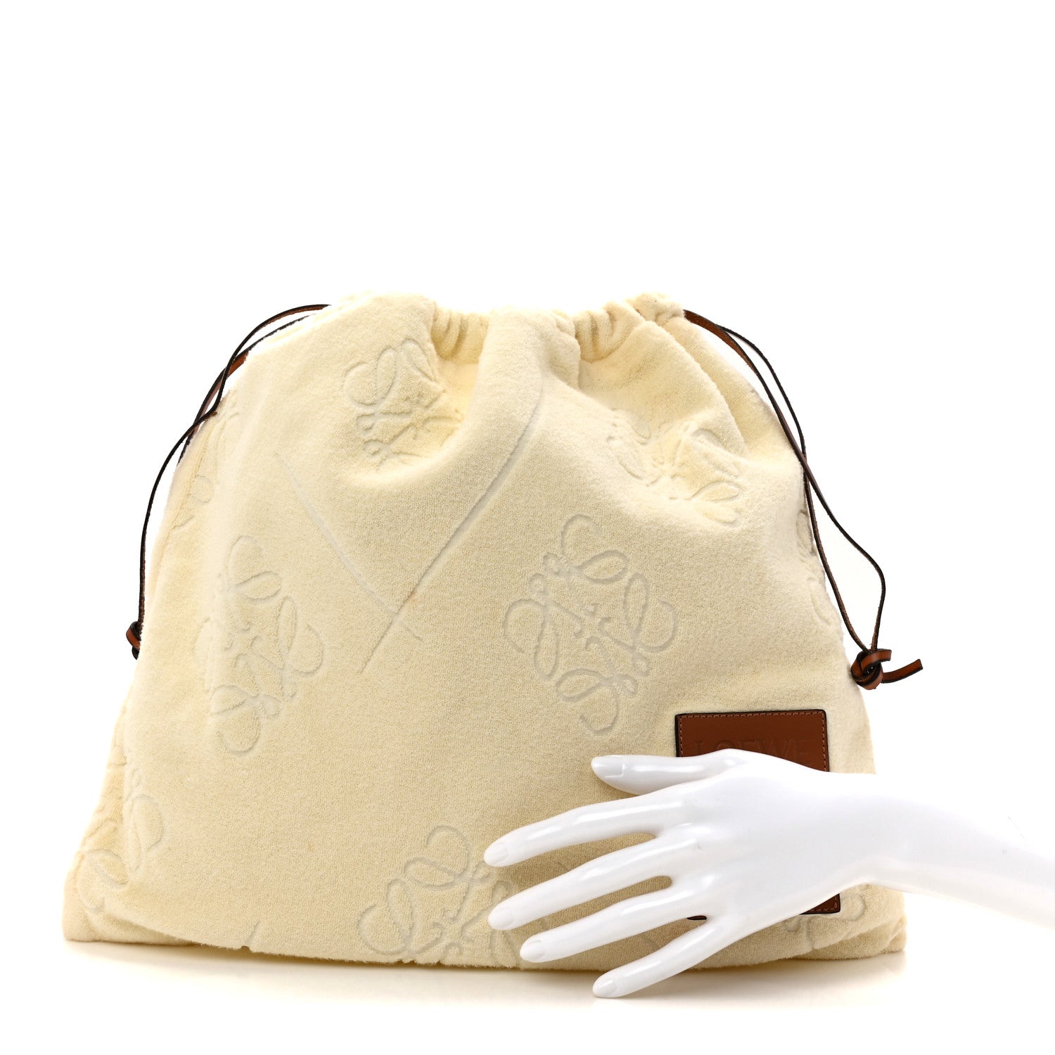 Loewe X PAULA'S IBIZA Terry Cloth Calfskin Drawstring Pouch