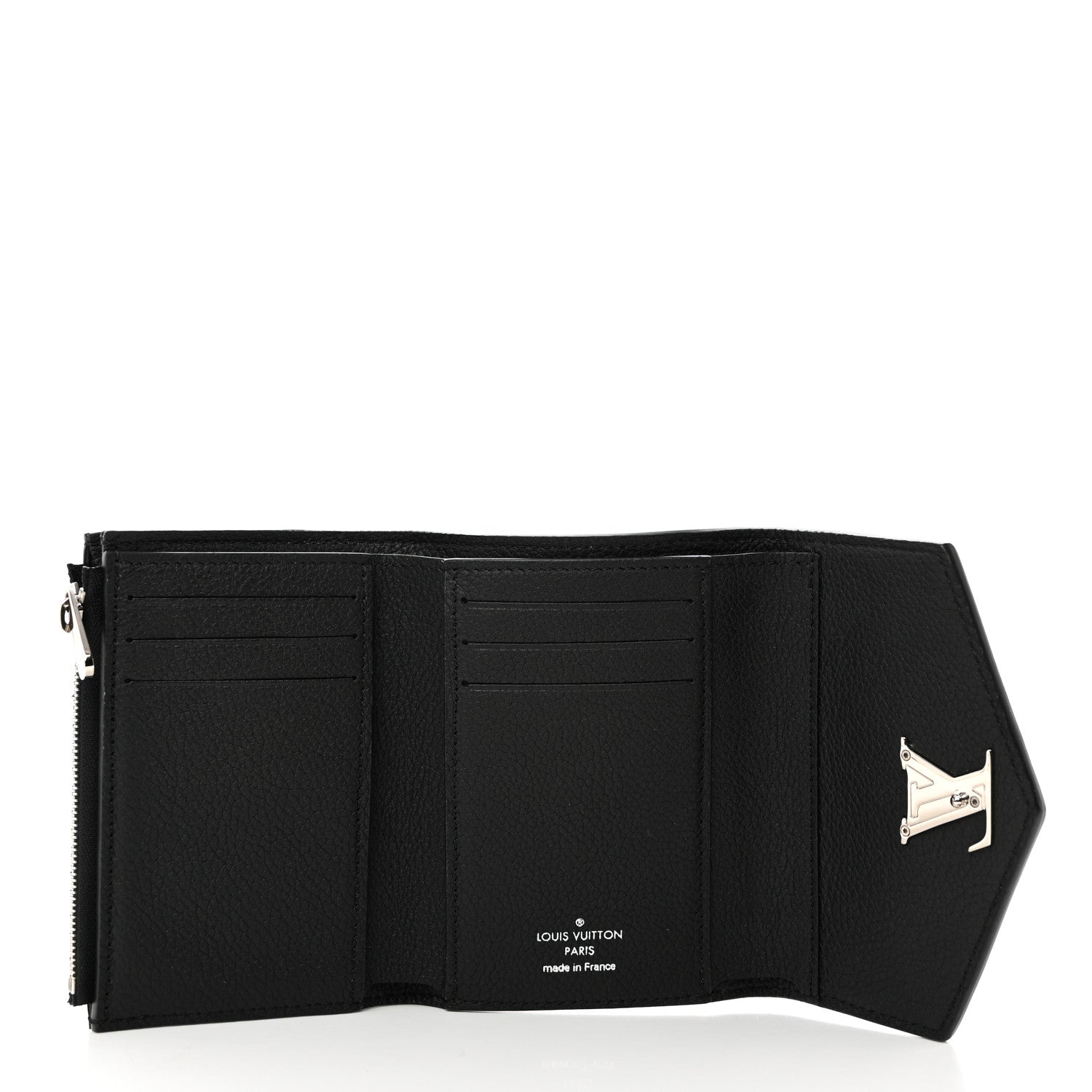 Louis Vuitton Soft Calfskin My Lockme Compact Wallet Black 5 of 6
