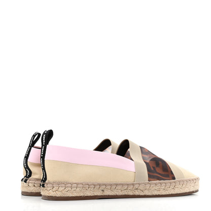 Fendi Canvas Mesh FF Colibri Espadrilles 39 Beige Tobacco Moro Lilac 4 of 8