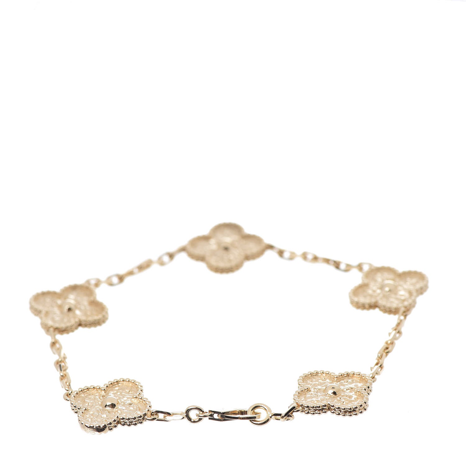 Van Cleef & Arpels 18K Yellow Gold 5 Motifs Vintage Alhambra Bracelet 3 of 6