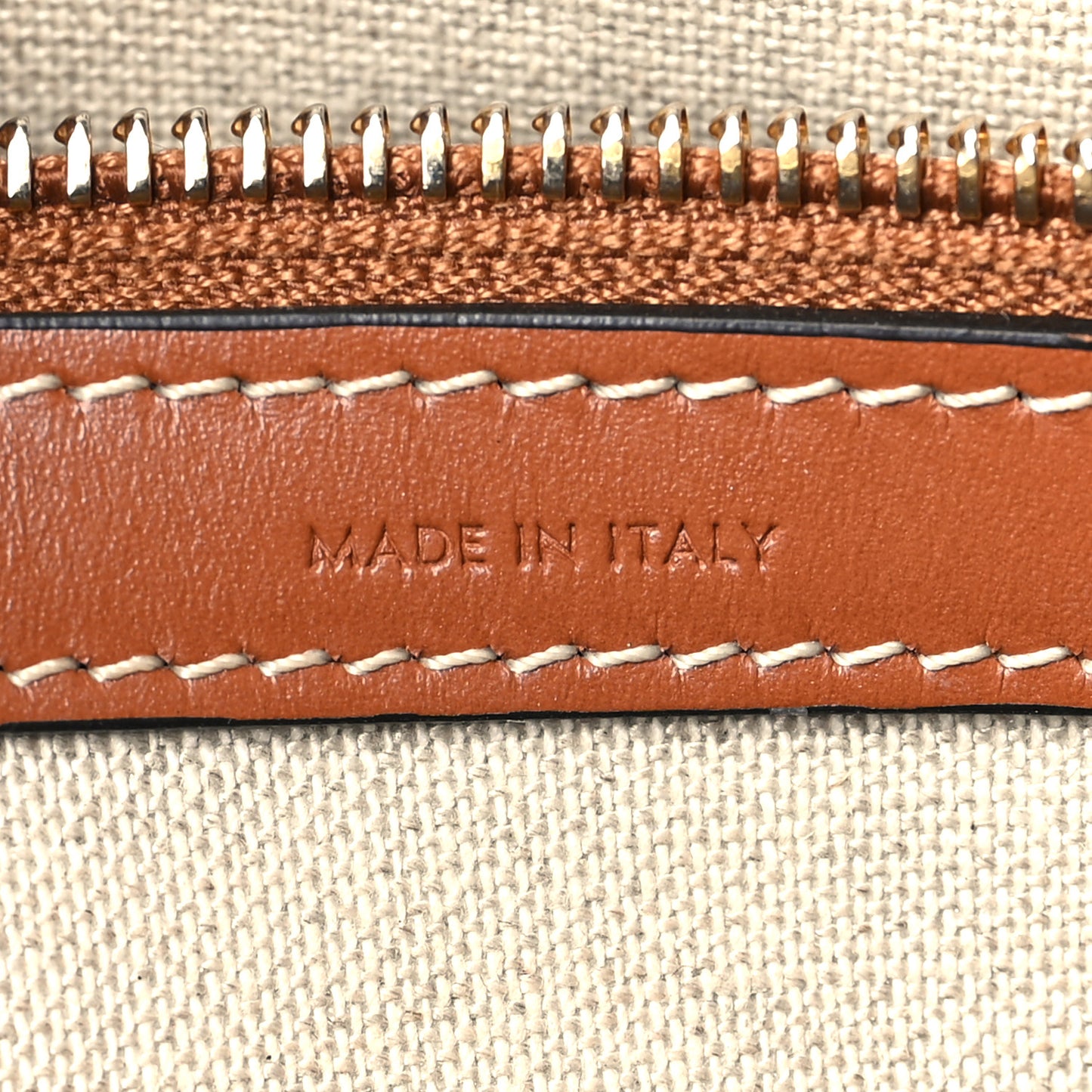Textile Calfskin Horizontal Cabas Beige Tan