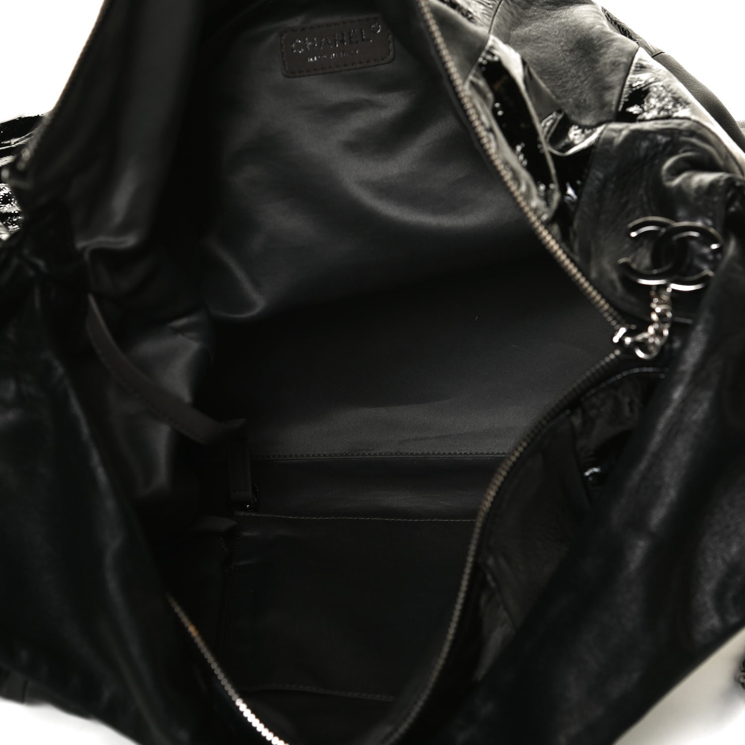 Chanel Lambskin Patent Calfskin Brooklyn Patchwork Hobo Black 5 of 12