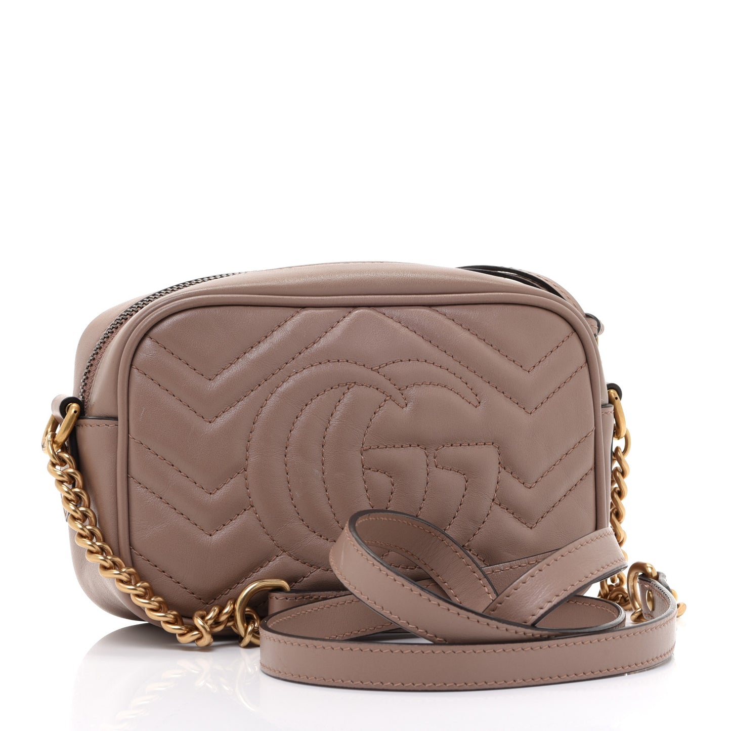 Calfskin Matelasse Mini GG Marmont Chain Shoulder Bag Porcelain Rose